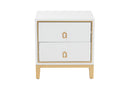 Belenus Modern White and Gold Metal 2-Drawer End Table Baxton