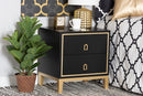 Belenus Modern Black and Gold Metal 2-Drawer End Table Baxton