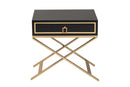 Ellery Modern Black and Gold Metal 1-Drawer End Table Baxton