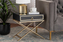 Ellery Modern Black and Gold Metal 1-Drawer End Table Baxton