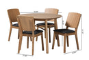 Talli Dark Gray Fabric and French Oak Brown 5-Piece Dining Set Baxton