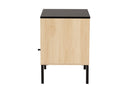 Mabon Two-Tone Black and Gold Metal and Light Brown 1-Door End Table Baxton