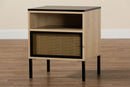 Mabon Two-Tone Black and Gold Metal and Light Brown 1-Door End Table Baxton