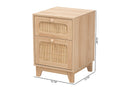 Ogden Light Brown and Natural Rattan 1-Drawer End Table Baxton