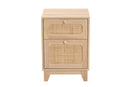 Ogden Light Brown and Natural Rattan 1-Drawer End Table Baxton