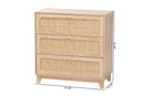 Ogden Japandi Oak Brown Natural Rattan 3-Drawer Storage Cabinet Baxton
