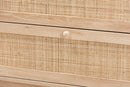 Ogden Japandi Oak Brown Natural Rattan 3-Drawer Storage Cabinet Baxton