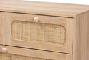 Ogden Oak Brown and Natural Rattan 5-Drawer Storage Cabinet Baxton