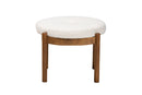 Geneva Japandi Cream Boucle Fabric and Walnut Brown Ottoman Footstool Baxton