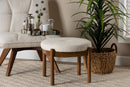 Geneva Japandi Cream Boucle Fabric and Walnut Brown Ottoman Footstool Baxton