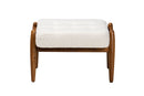 Clarke Japandi Cream Boucle Fabric and Walnut Brown Ottoman Footstool Baxton