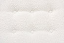 Clarke Japandi Cream Boucle Fabric and Walnut Brown Ottoman Footstool Baxton