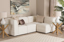 Linn Modern White Boucle Fabric 4Pc Modular Sectional Sofa Baxton