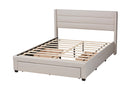 Alba Beige Fabric and Dark Brown Full Size 3-Drawer Storage Platform Bed Baxton