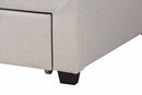 Alba Beige Fabric and Dark Brown Full Size 3-Drawer Storage Platform Bed Baxton