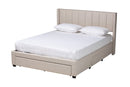 Dennehy Beige Fabric Full Size 3-Drawer Storage Platform Bed Baxton