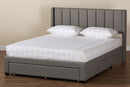 Dennehy Gray Fabric Full Size 3-Drawer Storage Platform Bed Baxton