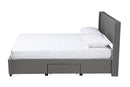 Dennehy Gray Fabric Full Size 3-Drawer Storage Platform Bed Baxton