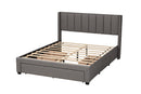 Dennehy Gray Fabric Full Size 3-Drawer Storage Platform Bed Baxton