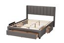 Dennehy Gray Fabric Full Size 3-Drawer Storage Platform Bed Baxton