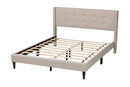 Iris Beige Fabric Upholstered Full Size Platform Bed Baxton