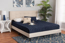 Iris Beige Fabric Upholstered Full Size Platform Bed Baxton