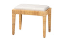 Lumines Natural Brown Rattan and Mahogany Wood Ottoman Baxton