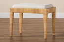 Lumines Natural Brown Rattan and Mahogany Wood Ottoman Baxton