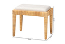 Lumines Natural Brown Rattan and Mahogany Wood Ottoman Baxton