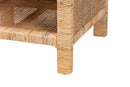 Saverio Natural Brown Mahogany Wood and Natural Rattan 1-Drawer Nightstand Baxton