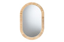 Saverio Natural Brown Mahogany Wood and Natural Rattan Oval Mirror Baxton