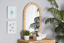 Saverio Natural Brown Mahogany Wood and Natural Rattan Oval Mirror Baxton