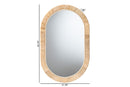 Saverio Natural Brown Mahogany Wood and Natural Rattan Oval Mirror Baxton