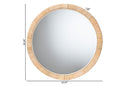 Saverio Natural Brown Mahogany Wood and Natural Rattan Round Mirror Baxton