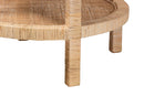 Saverio Natural Brown Mahogany Wood and Natural Rattan 2-Tier End Table Baxton