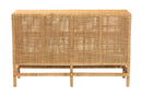 Perry Natural Brown Rattan and Mahogany Wood Storage Cabinet Baxton