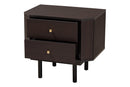 Regina Two-Tone Black and Espresso Brown 2-Drawer End Table Baxton