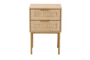 Maila Japandi Light Brown and Gold Metal 2-Drawer End Table Baxton