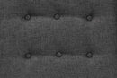 Clarke Japandi Dark Gray Fabric and Walnut Brown Ottoman Footstool Baxton