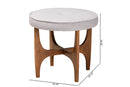 Porsha Japandi Greyish Beige Fabric and Walnut Brown Ottoman Footstool Baxton