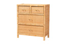 Chevron Natural Brown Rattan and Mahogany Wood Storage Cabinet Baxton