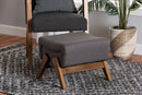 Vino Dark Gray Fabric and Walnut Brown Ottoman Baxton