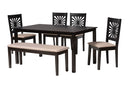 Silas Modern Beige Fabric and Espresso Brown 6-Piece Dining Set Baxton