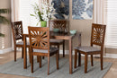 Silas Modern Gray Fabric and Walnut Brown 5-Piece Dining Set Baxton