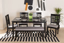 Marin Modern Gray Fabric and Dark Brown 6-Piece Dining Set Baxton