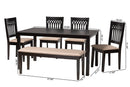 Oteria Modern Beige Fabric and Dark Brown 6-Piece Dining Set Baxton