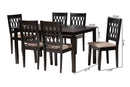 Kiara Modern Beige Fabric and Espresso Brown 7-Piece Dining Set Baxton