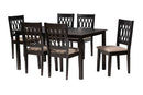 Kiara Modern Beige Fabric and Espresso Brown 7-Piece Dining Set Baxton