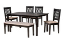 Kiara Modern Beige Fabric and Espresso Brown 6-Piece Dining Set Baxton