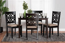 Lucy Modern Beige Fabric and Dark Brown 5-Piece Dining Set Baxton